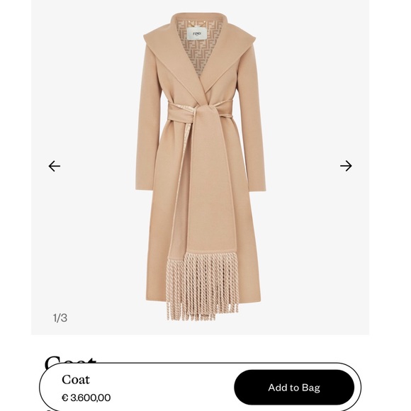 Authentic Fendi wool coat with scarf - Picture 15 of 15